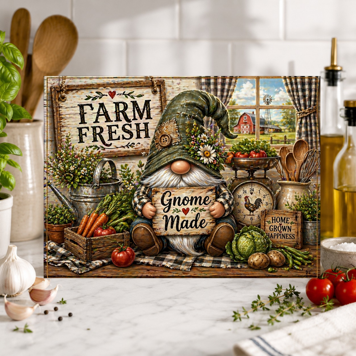 Farm Fresh Gnome Cutting Board