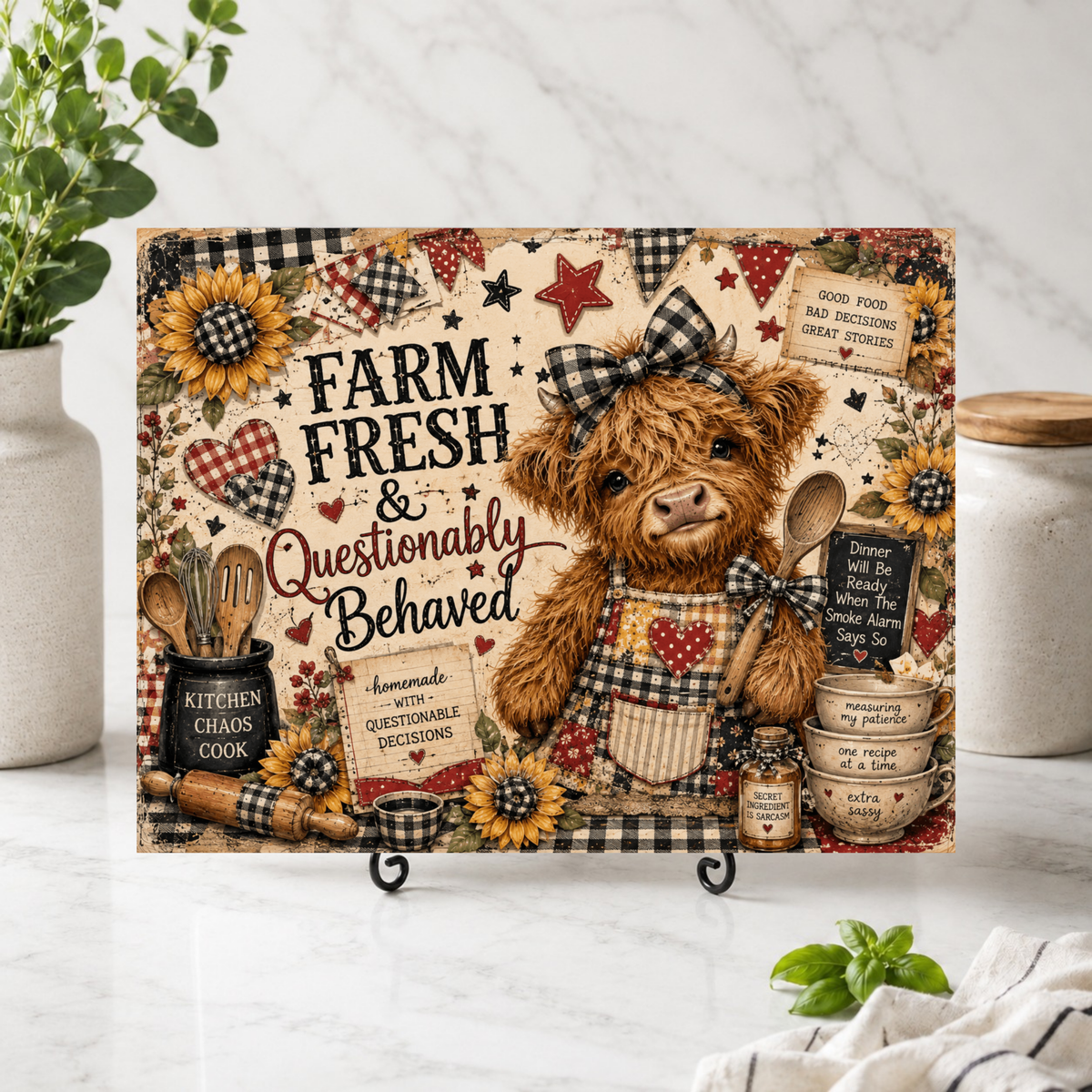 Farm Fresh Highland Cow Cutting Board